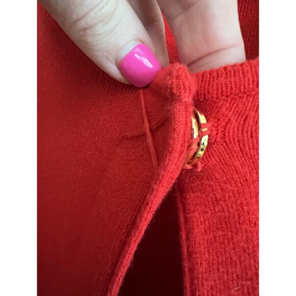 BETTY BARCLAY Bright Red Longline Big Pockets Knit Sweater Cardigan - Picture 2 of 10